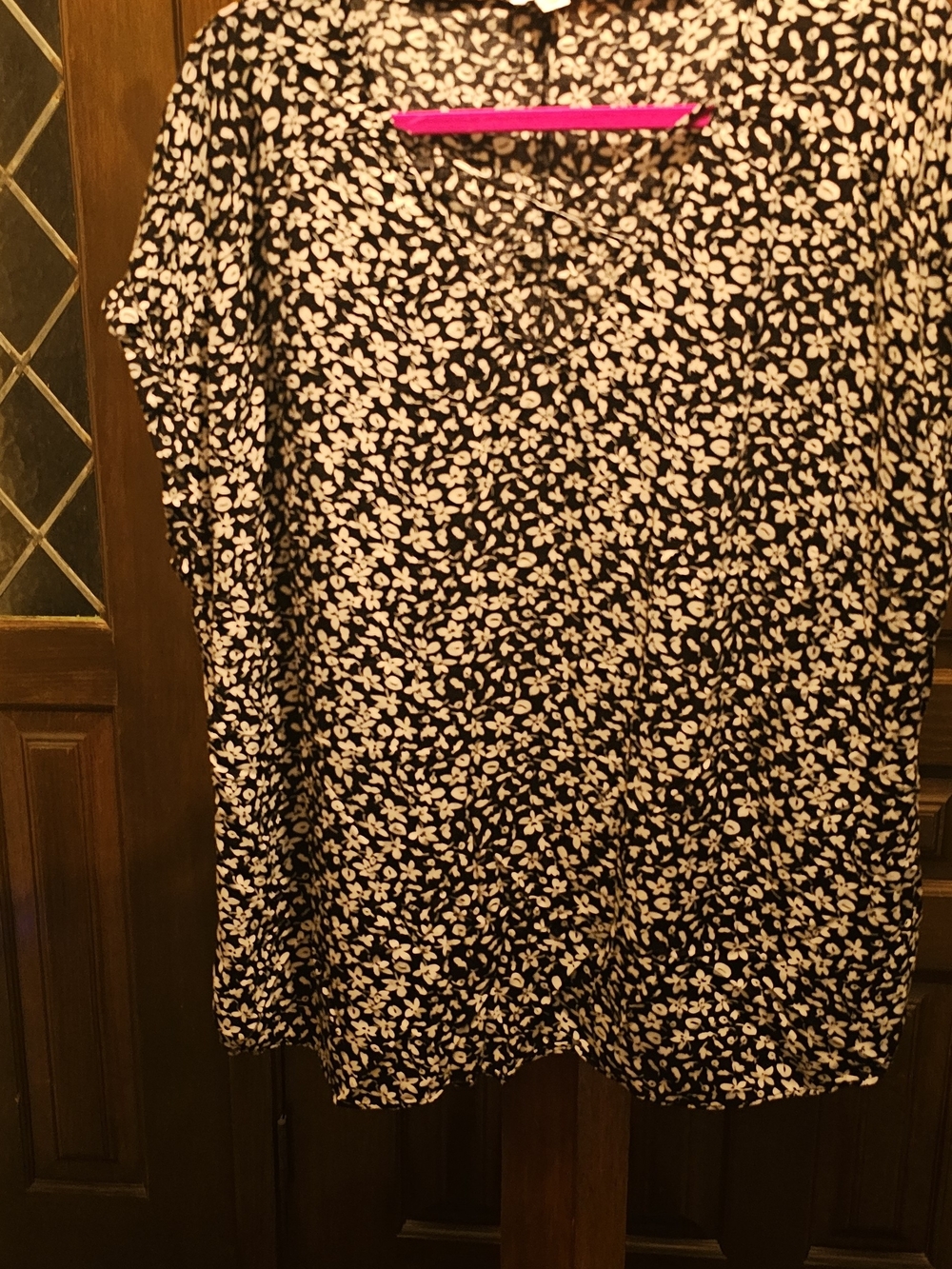 Avenue Black and White Floral Criss Cross Blouse